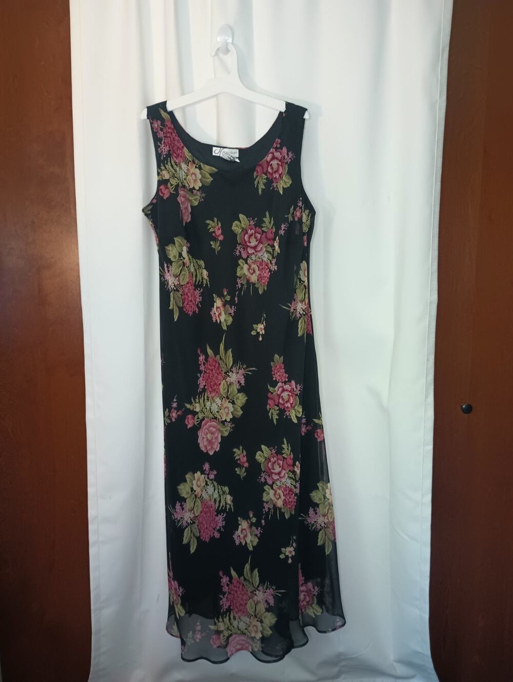 Dressbarn Dark Cottage Floral Maxi Dress 16W Chiffon Fairy Dainty Whimsigoth
